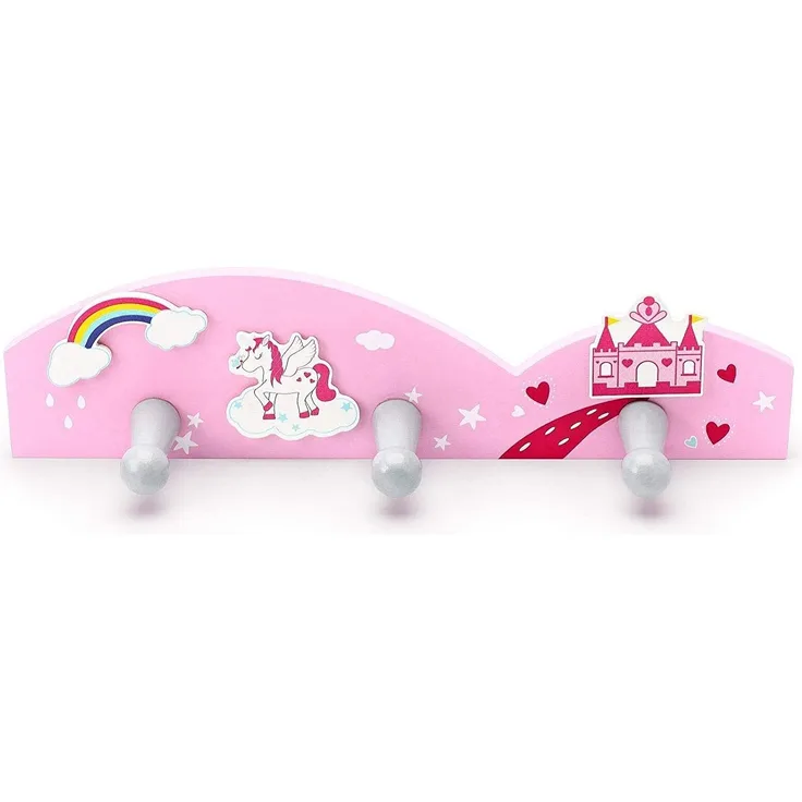 Mousehouse Gifts - Kinder Garderobenleiste mit 3 Haken - Einhorn - für Mädchen