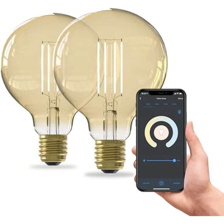CALEX Smart LED Lampe G95 E27, Gold Filament, dimmbar, warmweißes Licht, WLAN App- & Sprachsteuerung, 2er Pack – Bild 1
