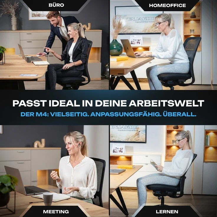 VALKENSTOL M4 Essential - Bürostuhl ergonomisch - 5 Jahre Garantie - 5D Armlehnen - verstellbare Sitztiefe - Schreibtischstuhl mit Gummirollen – Bild 6