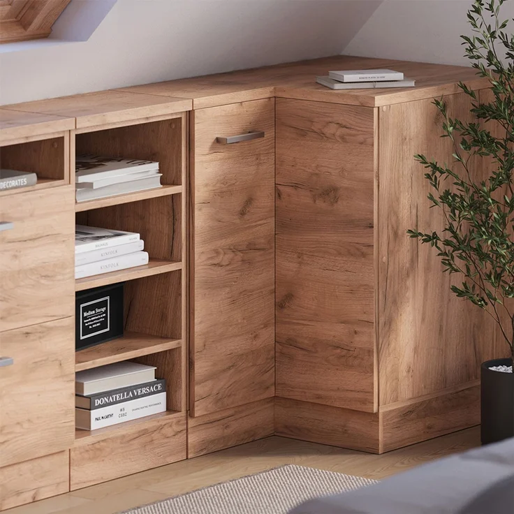 Dachschrägenschrank Eckschrank Rion Goldkraft Eiche 75.6 x 81.6 cm mit 1 Tür, Schrankkorpus 60 cm Tiefe Vicco – Bild 6
