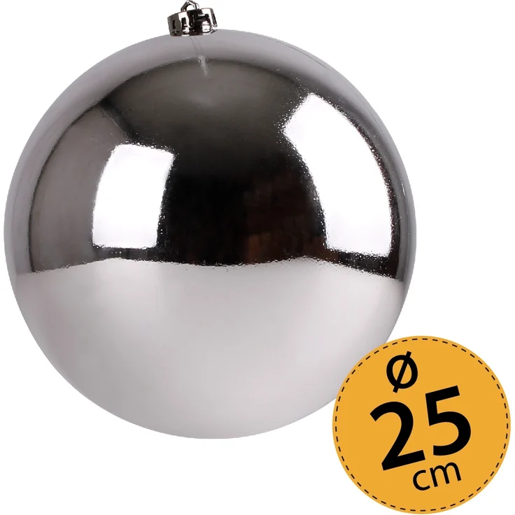 Christbaumkugel silber Weihnachtskugel ⌀ 25 cm Baumschmuck Deko-Kugel glänzend