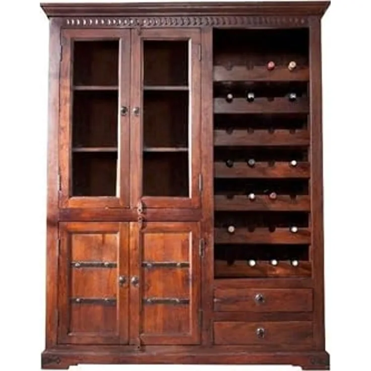 Weinschrank Akazie 144x47x180 nougat lackiert OXFORD #519
