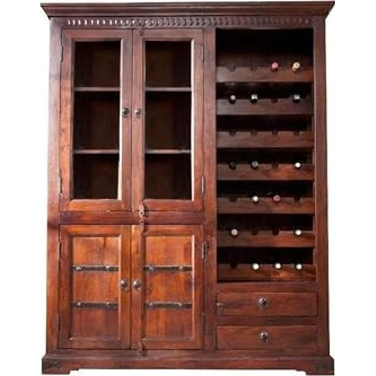 Weinschrank Akazie 144x47x180 nougat lackiert OXFORD #519 – Bild 1
