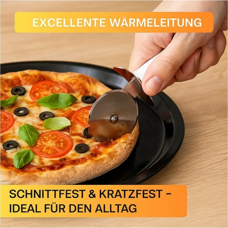 Thiru Pizzablech - Ø 28 cm - Schnittfest, kratzfest & hitzebeständig, (2-St) – Bild 2