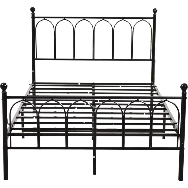 Metallbett Einzelbett Jugendzimmer mit Lattenrost Schwraz,ohne Martatze – Bild 10