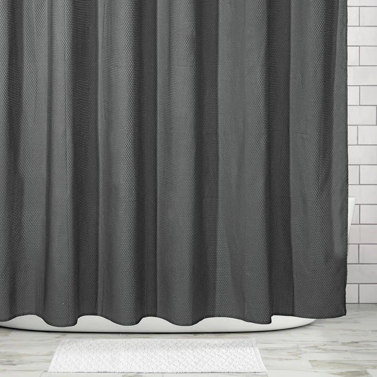 mDesign Luxus Duschvorhang Badewannenvorhang Waffelmuster Polyester Dunkelgrau – Bild 8