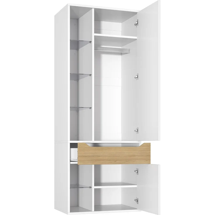 Kleiderschrank B 75 x T 50 x H 200 cm aus MDF mit LED-Glasvitrine – Bild 6