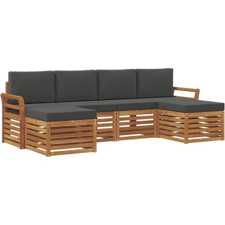 vidaXL Outdoor-Sofagarnitur 6 stk. 6-Sitzer Natur und Anthrazit 3375252 – Bild 2