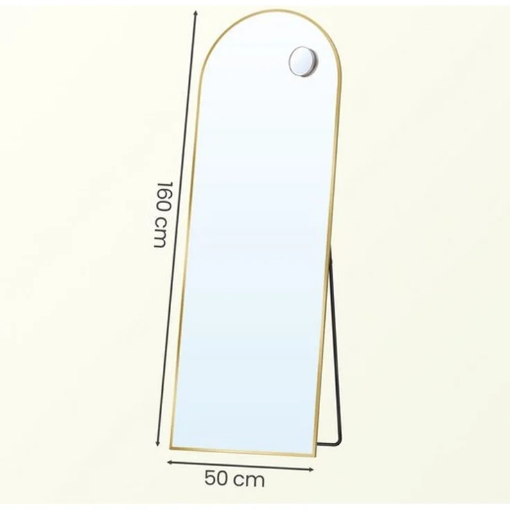 SONGMICS Ganzkörperspiegel mit Vergrößerungsspiegel, Sicherheitsglas, gewölbt, 160 x 50 cm, gold – Bild 5