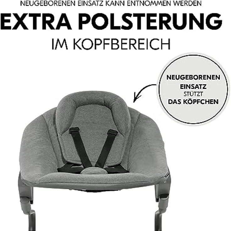 Hauck Babywippe Alpha Bouncer, Newborn-Aufsatz, 5-Punkt-Gurt, verstellbare Rückenlehne, grau – Bild 4