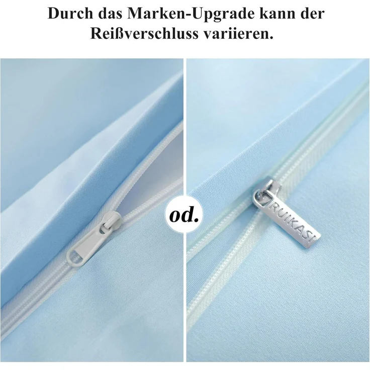 Bettwäsche 135x200 4tlg. Blau Mikrofaser Reißverschluss Hellblau – Bild 7