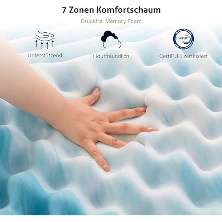 EGO HOME Matratzen Topper 180x200, 7cm Höhe Matratzentopper aus Schaumstoff von 7 Zonen Schneiden, 180x200 cm Matratzenauflage mit Öko-TEX Zertifiziert für Boxspringbett Matratzen Schlafsofa – Bild 4