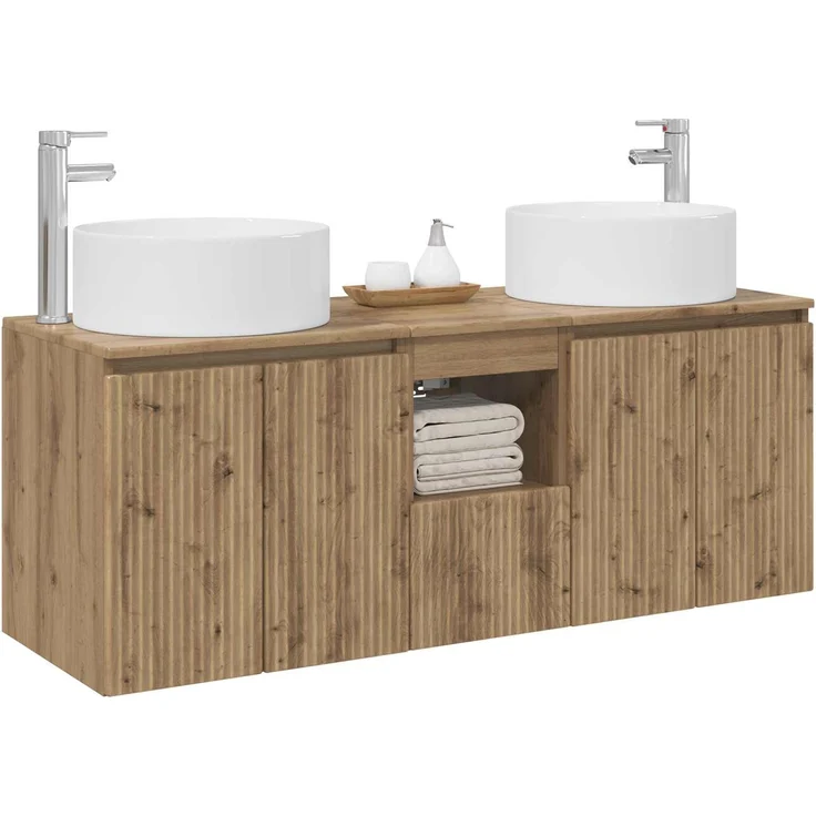 vidaXL Badezimmerschrank-Set 3 stk. Artisan-Eiche 129 x 44,5 x 80 cm 3405746 – Bild 3