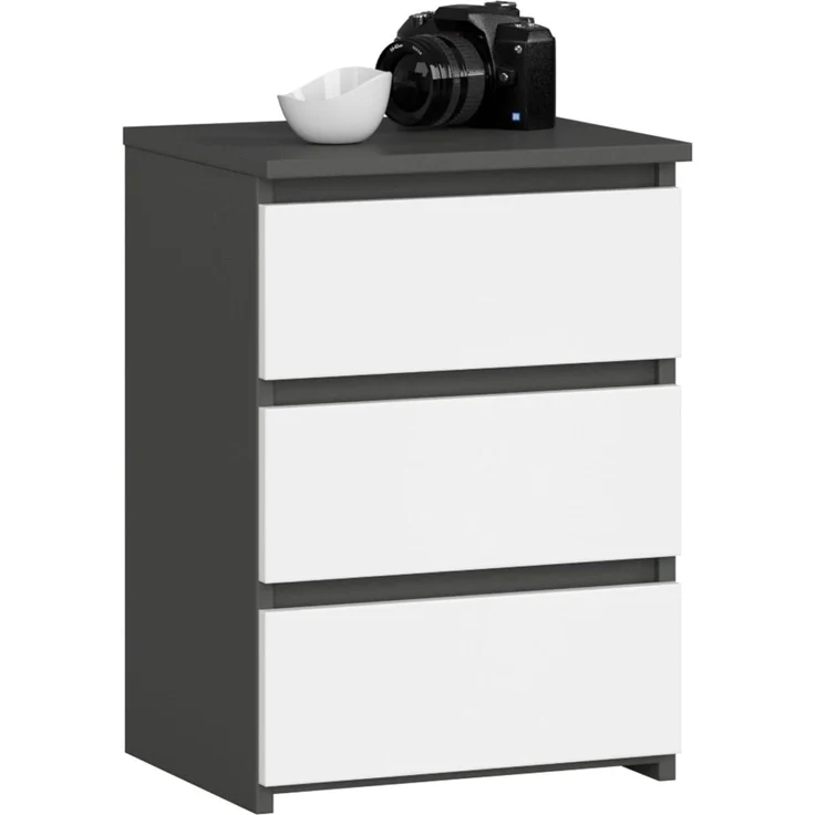 Home Collective Kommode 40 cm breit Holz Highboard Sideboard für Flur Schlafzimmer Wohnzimmer (Mehrzweckschrank Schrank schmal Kommode Schlafzimmer mit Schubladen), Kinderzimmer Organizer, 57 cm hoch mit 3 Schubladen graphit-weiß – Bild 1