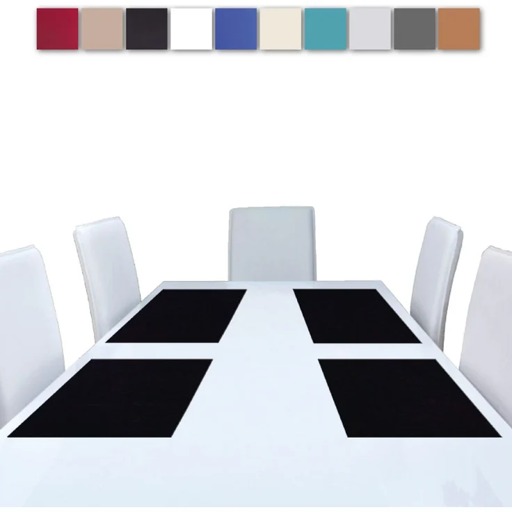 6er Set Tischsets Platzset Tischuntersetzer Platzdeckchen Tischdeko Tischmatte Essensunterlage Maße 30x45 cm, Farbe: schwarz - jet black – Bild 1