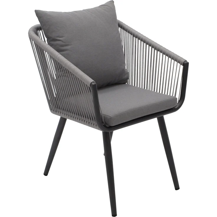 DEGAMO RIVA Gartengarnitur, Aluminium + Rope, anthrazit/grau, 3-teilig (Tisch 45cm) – Bild 5