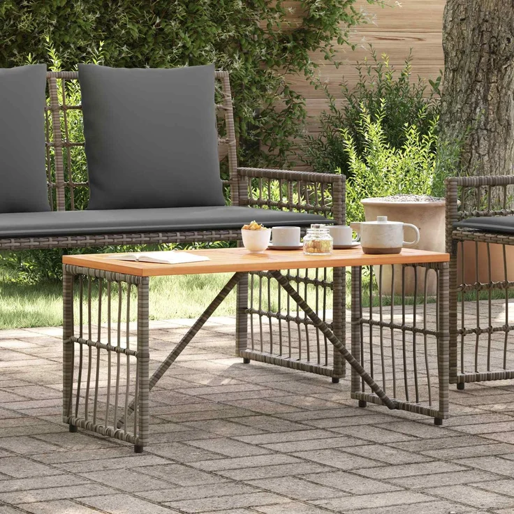 vidaXL Tisch für Outdoor Grau 80 x 40 x 40 cm Stahl und Poly Rattan 42025147 – Bild 4