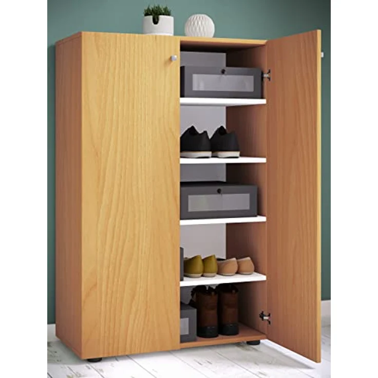 MID.YOU Schuhschrank, Buche, Kunststoff, 4 Fächer, 70x110x39 cm, Garderobe für Schuhaufbewahrung – Bild 2