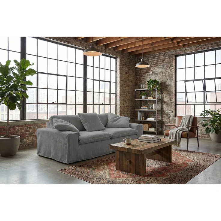 KAWOLA Sofa NETTA 4-Sitzer Bezug abziehbar Cord grau 90 x 116 x 258 cm – Bild 2