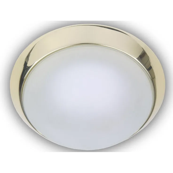 Deckenleuchte, Glas Weiß mit Klarrand, Dekorring Messing poliert, Ø 40cm
