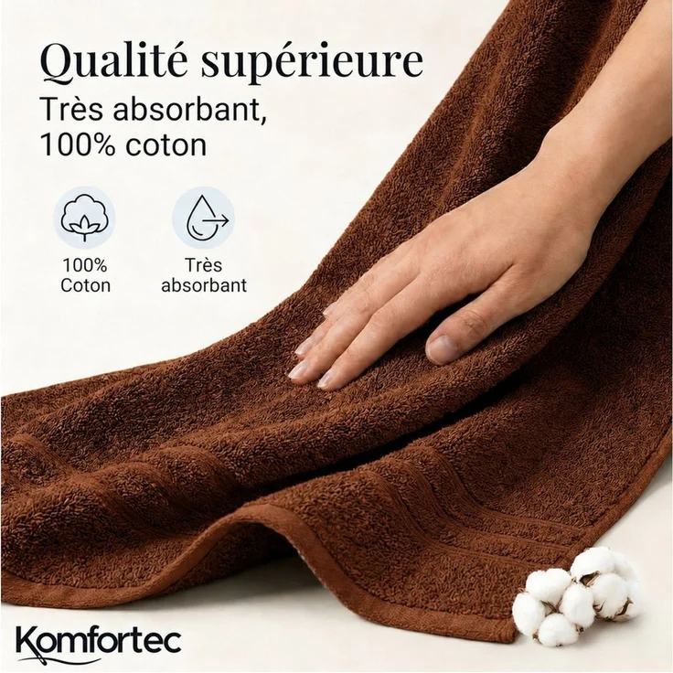 Komfortec Saunatuch 100x200 cm Badetuch aus 100% Baumwolle, Frottee (1-St), extra Große, Schnelltrocknend – Bild 3