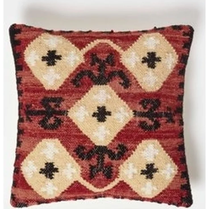 Homescapes Dekokissen Kelim-Kissen Tirana rot-gelb-schwarz – Kissen 45 x 45 cm mit Füllung – Bild 6