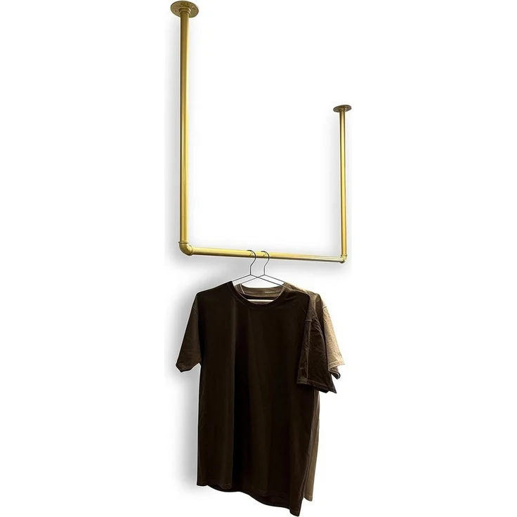 RSR Hangers Kleiderstange Garderobe Industrial Design Gold für Decke Garderobenstange U-Form – Bild 2