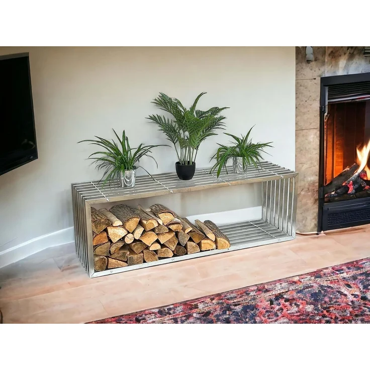 DanDiBo Kaminholzregal Innen Edelstahl Metall Kaminholzständer 96429 Brennholzregal 150 cm Holzkorb Kaminholzhalter – Bild 5