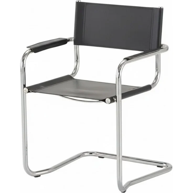 k-hometrends Freischwinger KADA, 2er-Set, aus Recyceltem Leder in schwarz und Rundrohrgestell (2er-Set), Designstühle, B/H/T: 58 x 82 x 60 cm - Made in Italy – Bild 2