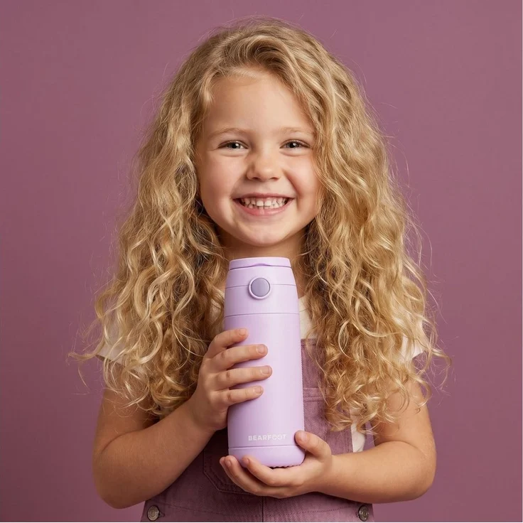 BEARFOOT Trinkflasche Thermo Kinder Trinkflasche Edelstahl - lila, Thermosflasche, auslaufsicher, Edelstahl, Kinderflasche, BPA-frei – Bild 2