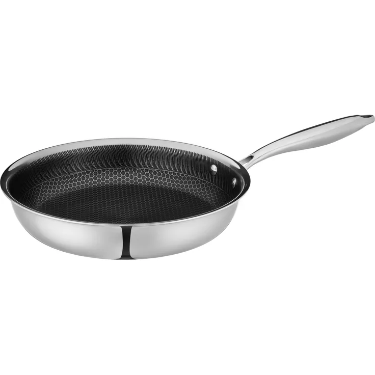 MÄSER Hestia, antihaft beschichtete Bratpfanne 28 cm, hochwertige Wabenbeschichtung, Mehrschichtmaterial für beste Wärmeverteilung, geeignet für Induktion, Edelstahl