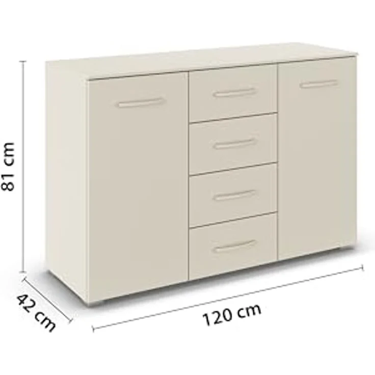 rauch Aditio Box, Kommode, 2-türig, 4 Schubladen, mit Softclose-Funktion, Farbe Beige, BxHxT 120x81x42cm – Bild 3