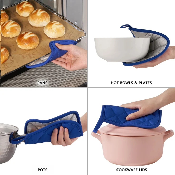 3-teiliges Set – Topflappen und Topfuntersetzer, hitzebeständig, Küchenzubehör, Grau – Bild 5