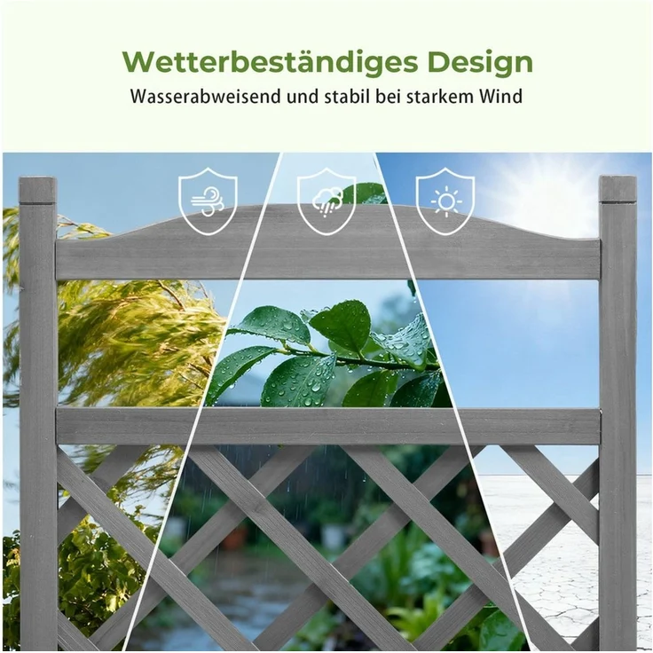 COMHOMA Blumenkasten Rankgitter Pflanzkasten mit Rollen, Holz Hochbeet mit Spalier (2 St), wetterbeständiger Pflanzenkübel mit Drainagelöchern – Bild 3