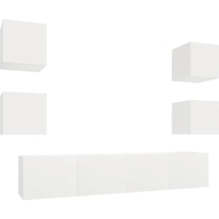 6-tlg. TV-Schrank-Set Weiß Holzwerkstoff [3114254]