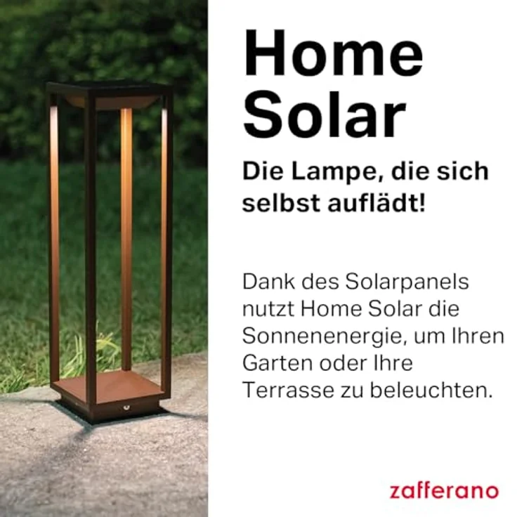 Zafferano, Home Solar Lampe, Kabellose Stehleuchte mit Solarpanel und Bewegungssensor, für den Außenbereich Geeignet, Dimmer, 3000 K, Höhe 50 cm, Farbe Dunkelgrau – Bild 4