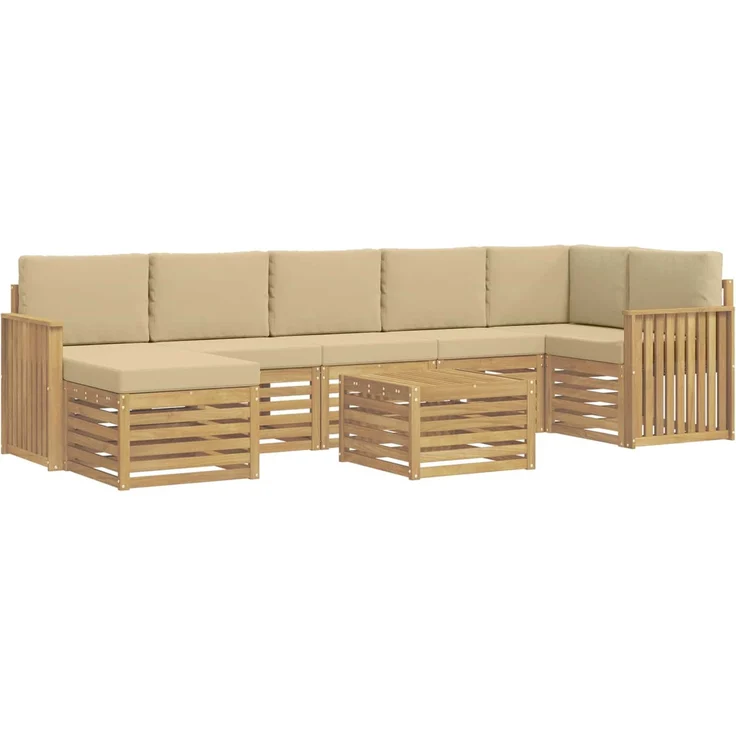vidaXL Outdoor-Sofagarnitur 8 stk. 8-Sitzer Weiß und Beige Polyester 3392233 – Bild 2
