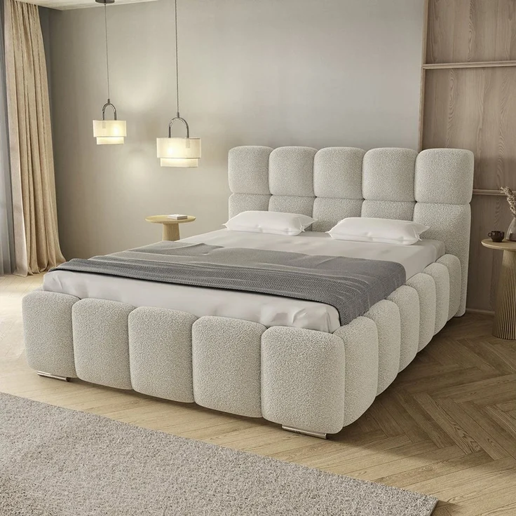 thematys Polsterbett mit Bettkasten & Lattenrost – Stauraumbett 200x200cm, mit 19 cm 7-Zonen-Wende-Taschenfederkern H3/H4 mit Kokos, Beige – Bild 1
