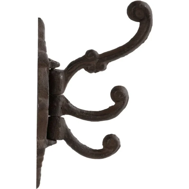 10er Set drehbare Garderobenhaken aus Gusseisen Landhaus Antik Schwarz Braun – Bild 3