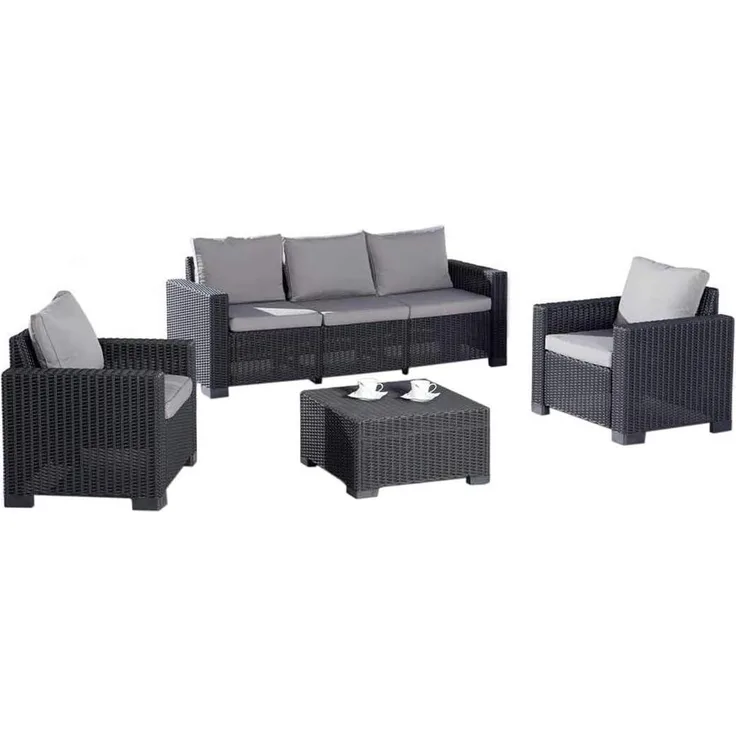 4-tlg. Lounge Gruppe Mombasa graphit/hellgrau