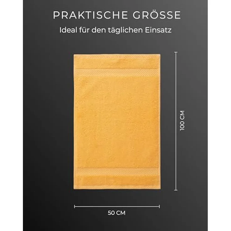 Luckytowel Handtücher Set 50x100 cm, Oeko-TEX zertifiziert, 100% Baumwolle mit 600 g/m², flauschig & saugstark, 4er Pack Gelb – Bild 4