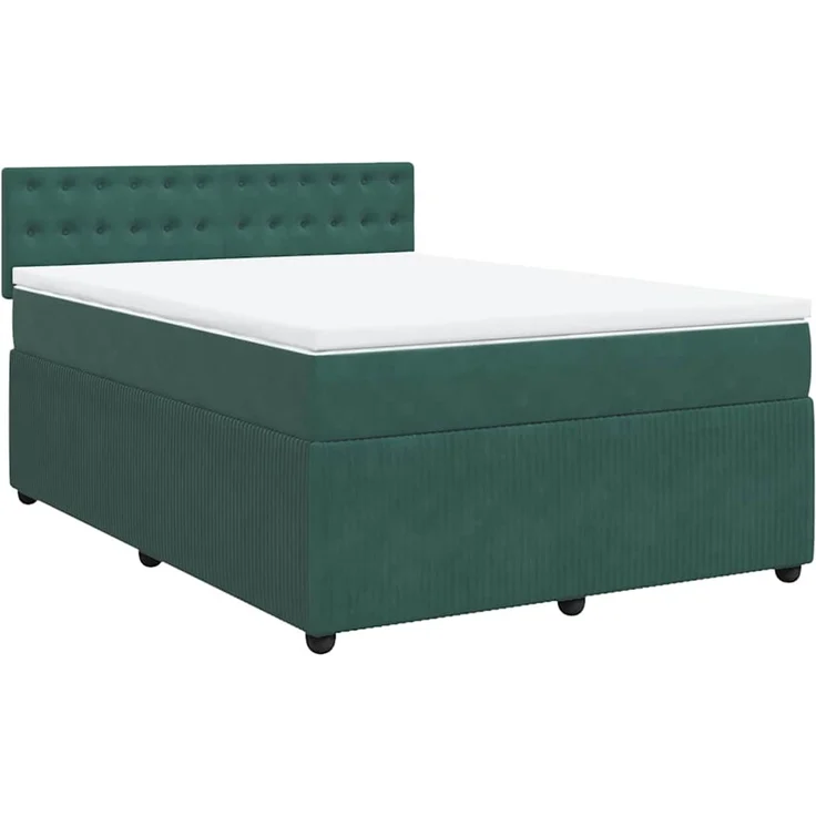 vidaXL Boxspringbett mit Matratze Dunkelgrün 160x200 cm Samt 3290097 – Bild 3