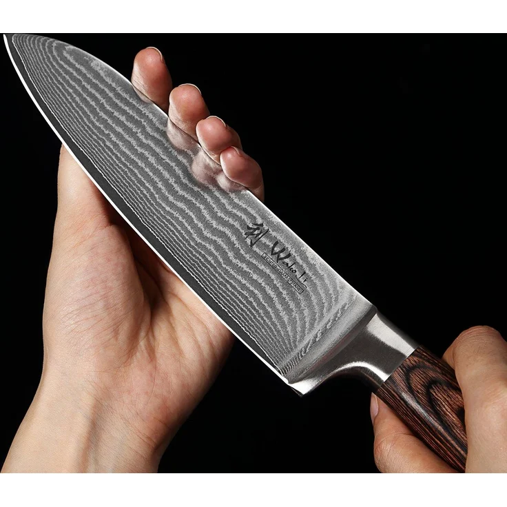 Wakoli Messer-Set EDIB Santoku Set I Kochmesser Küchenmesser-Set I 12 und 17cm Klingen (Damastmesser mit Geschenkbox, 2-tlg, 2er Damastmesser-Set), 67 Lagen Damaststahl, VG-10 Stahlkern – Bild 3