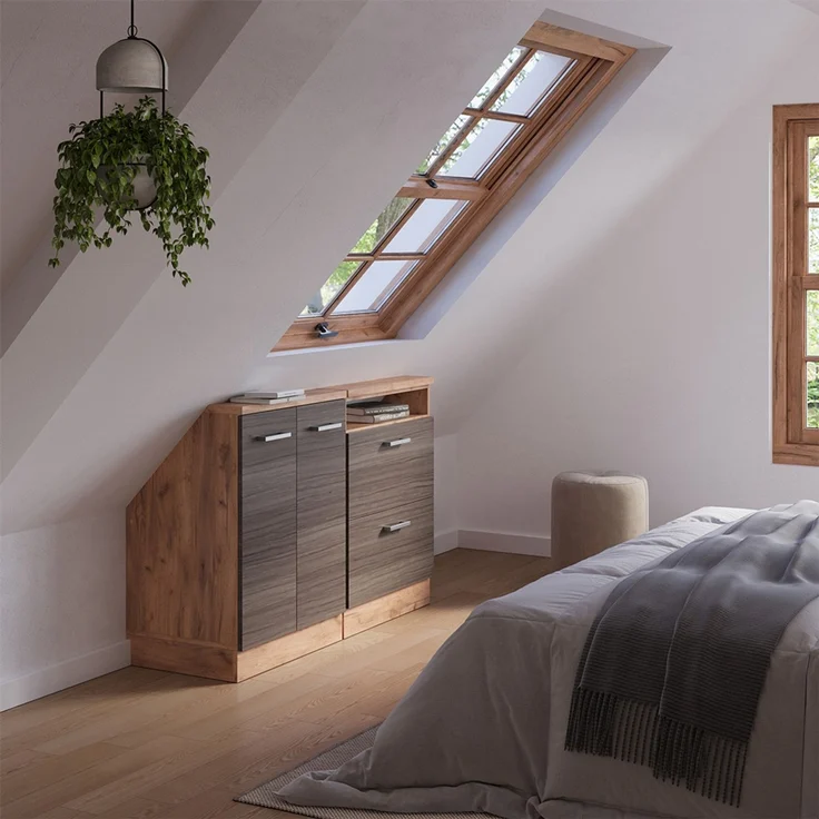 Küchenschrank für Dachschrägen R-Line Edelgrau 120 cm 2er Set Vicco – Bild 5