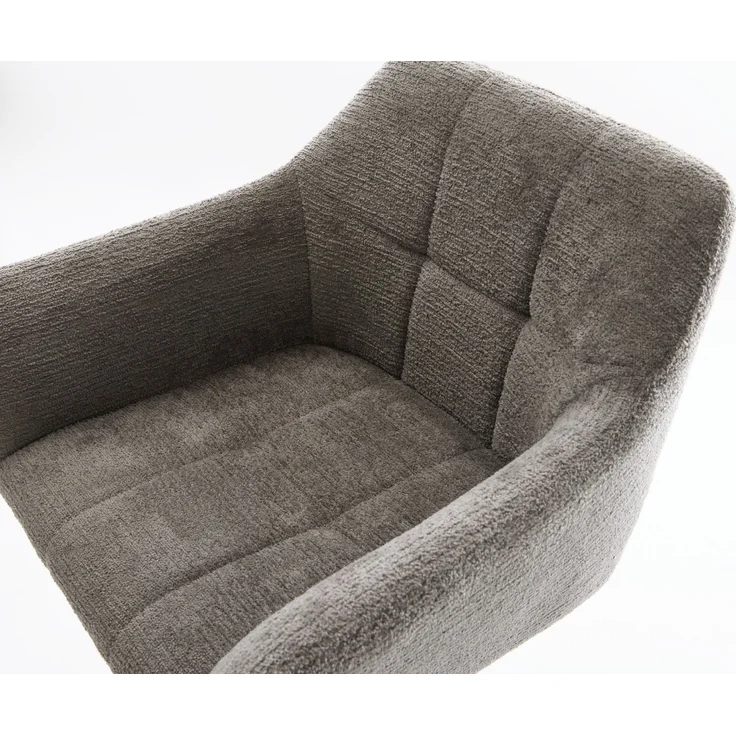 Barstuhl Yulo-Flex Bouclé Soft Schlamm Drehfuß höhenverstellbar Edelstahl Silberfarben – Bild 4