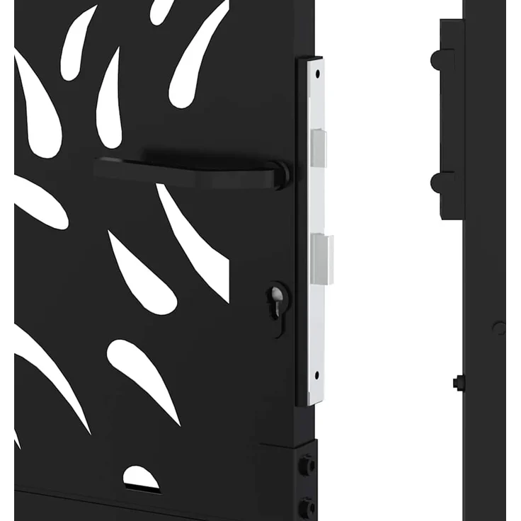 vidaXL Gartentor Schwarz 100x200 cm Stahl Flammendesign 4100993 – Bild 8