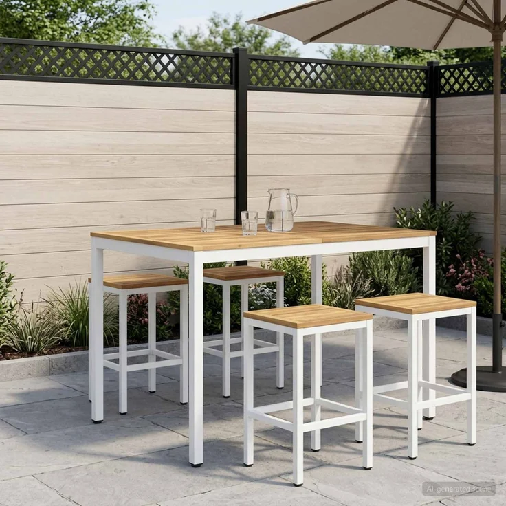 vidaXL Gartenbar-Tisch NAARDEN Weiß gewaschen 110 x 108,5 x 105 cm 901781 – Bild 1