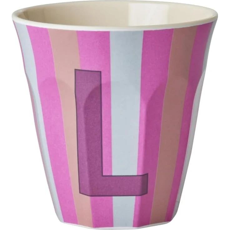 Rice Stripes Melamin Becher 250 ml Buchstabe L