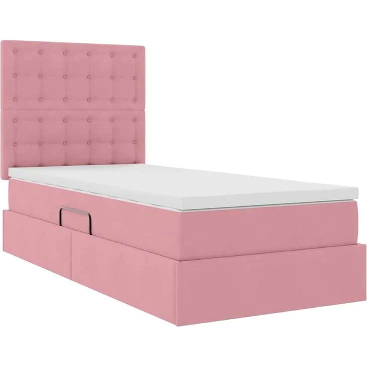 vidaXL LED-Speicherbett mit Matratze Rosa 100 x 200 cm Samt 3372770 – Bild 6