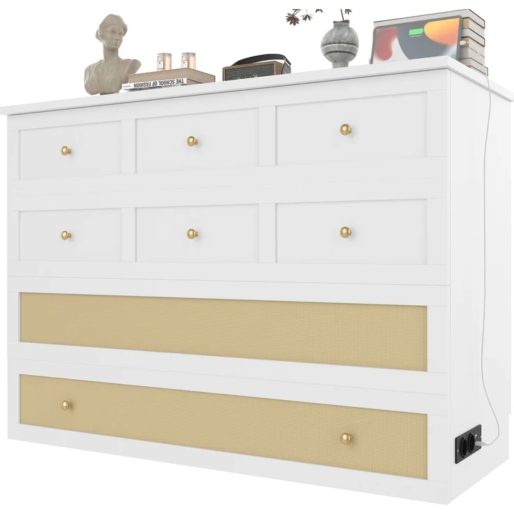 Bett 140x200 cm mit Schrankfunktion und Stauraum – Weiß, mit USB und Regal – Bild 7